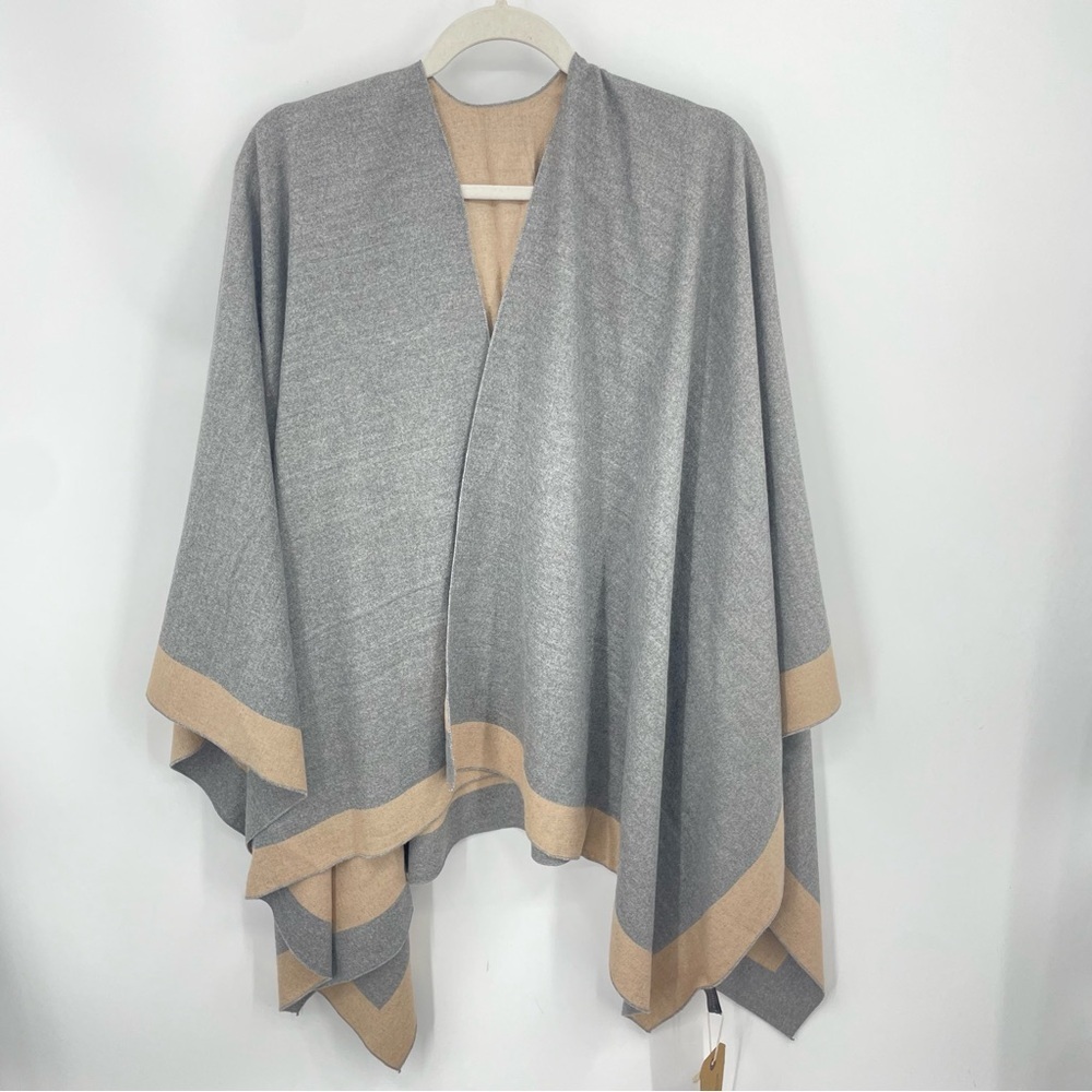 NWT MELIFLUOS Shawl Pashmina Shawl gray‎ tan one size reversible